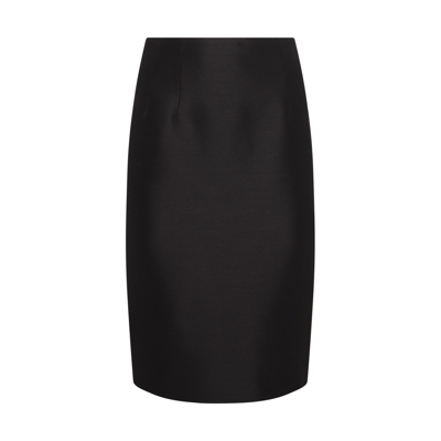 Versace Black Wool And Silk Blend Pencil Skirt
