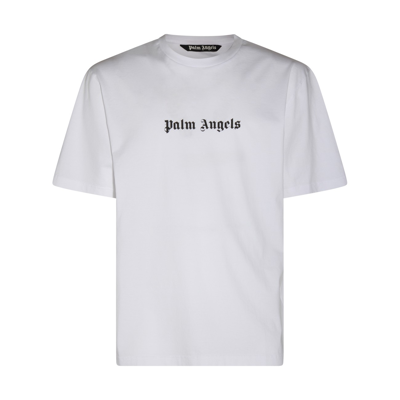 Palm Angels White And Black Cotton T-shirt