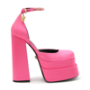 Versace Medusa Aevitas Satin Platform Pumps In Flamingo Gold