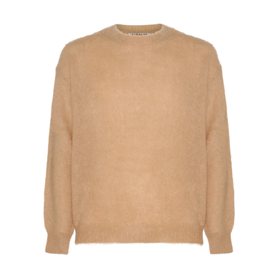 Auralee Sand Mohair And Wool Blend Jumper In Brown