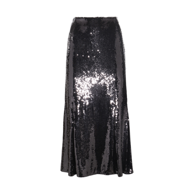 Khaite Black Silk Blend Midi Skirt