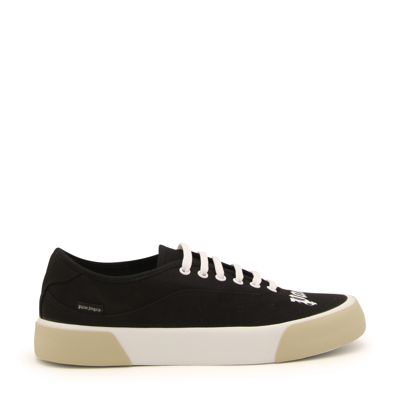 Palm Angels Black And White Canvas Trainers In Black/white