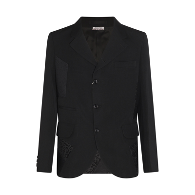 Comme Des Garçons Homme Deux Comme Des Garcons Homme Plus Black Wool And Linen Blazer In Black X Black