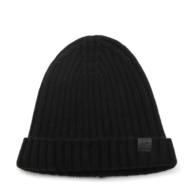 Tom Ford Logo-patch Ribbed-knit Beanie In Black