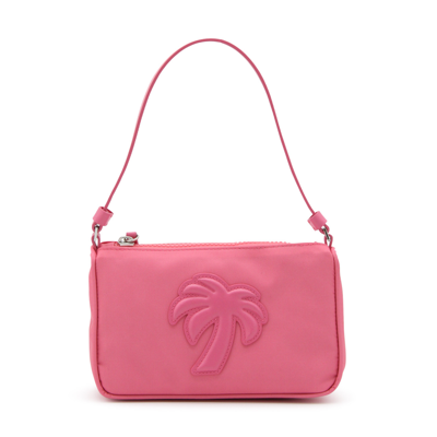 Palm Angels Pink Canvas And Leather Big Palm Shoulder Bag