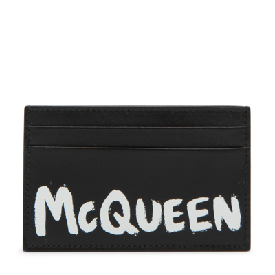 Alexander Mcqueen Black And White Leather Cardholder In Black/white