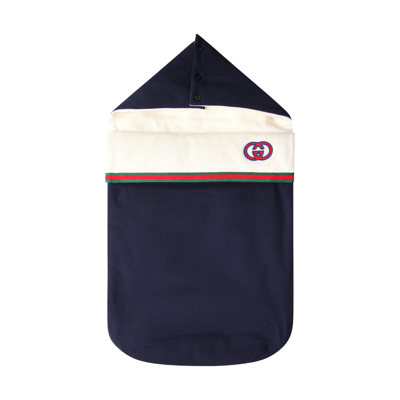 Gucci Babies' Blue And Cream Cotton Padded Nest Sleeping Bag