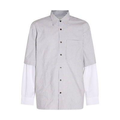 Dries Van Noten White And Light Blue Cotton Shirt In Grey