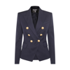 BALMAIN NAVY BLUE VISCOSE-WOOL BLEND BLAZER