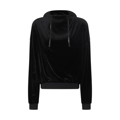 TOM FORD BLACK STRETCH LUSTROUS VELOUR SWEATSHIRT