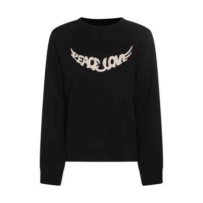 Zadig & Voltaire Slogan-print Organic-cotton Sweatshirt In Noir