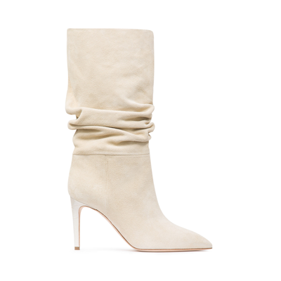 Paris Texas Suede Slouchy Boots In Powder