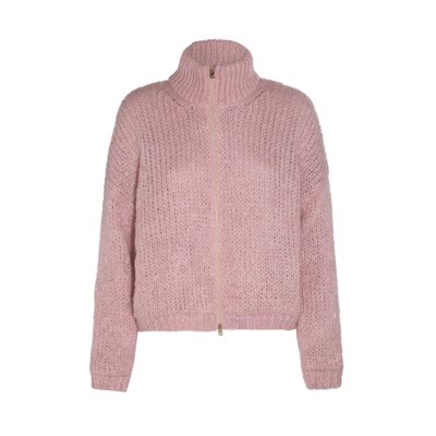 Herno Pink Mohair And Wool Blend Down Jacket