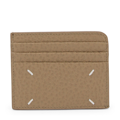 Maison Margiela Taupe Four Stitches Card Holder In Chamois