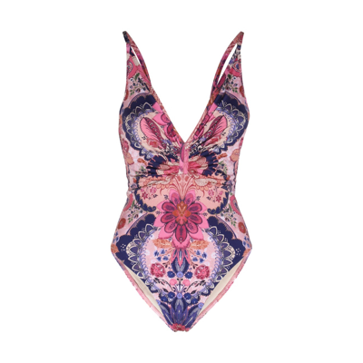 Zimmermann Printed One Piece Swimsuit In Pink