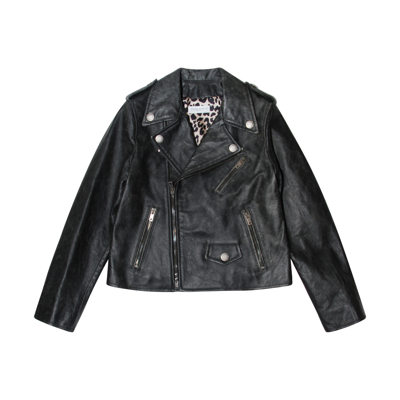 Golden Goose Kids' Leather Biker Jacket In Black