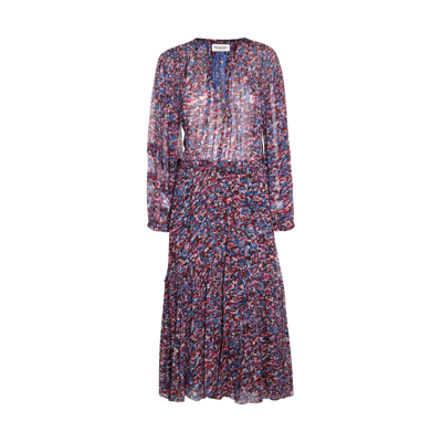 Marant Etoile Pink And Blue Viscose Long Dress In Pink /blue