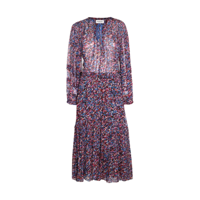 Isabel Marant Étoile Multicolored Maxi Tie-neck Dress With Graphic Print All-over In Viscose Woman