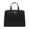 Michael Michael Kors Black Leather Chantal Medium Top Handle Bag In Black