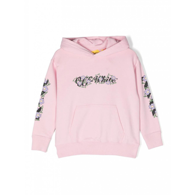 Off-white Kids' Pink And Black Patterned Cotton Sweatshirt In Pink/black