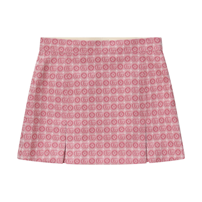 Gucci Pink Cotton Blend Gg Mini Skirt