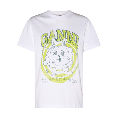 Ganni Short Sleeve Relaxed Bunny T-shirt In White