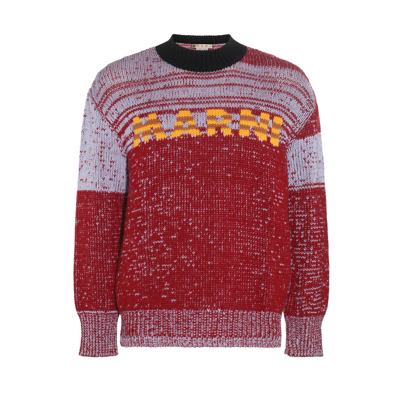 Marni Intarsia-knit-logo Virgin-wool Sweater In Multi