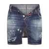 Dsquared2 Vintage Effect Denim Mini Skirt With Frontal Split In Blue
