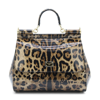 DOLCE & GABBANA LEOPARD LEATHER SICILY SMALL TOP HANDLE BAG