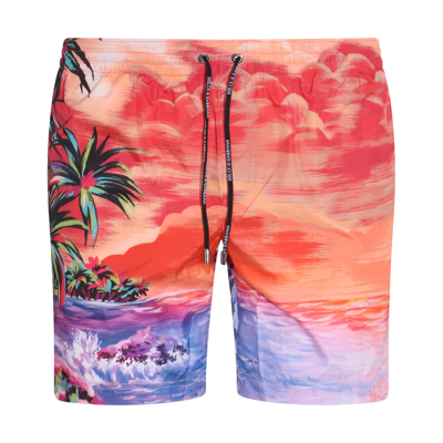 Dolce & Gabbana Printed Swim Shorts In Multicolour