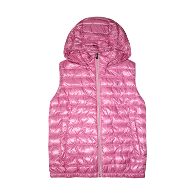 Herno Kids' Logo-plaque Hooded Vest In Pervinca
