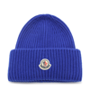 MONCLER BLUE VIRGIN WOOL AND CASHMERE BLEND BEANIE
