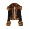 DSQUARED2 BROWN FAUX FUR CASUAL JACKET