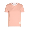 THOM BROWNE PINK AND WHITE COTTON T-SHIRT