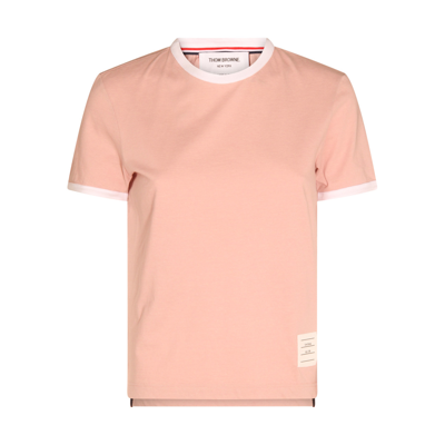 Thom Browne Pink And White Cotton T-shirt In Lt Pink