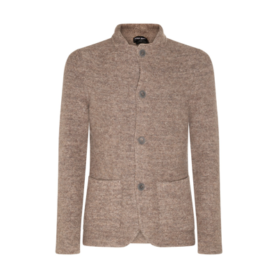 Giorgio Armani Beige Wool And Mohair Blend Cardigan In Brown