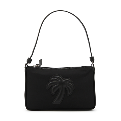 Palm Angels Black Canvas And Leather Big Palm Shoulder Bag