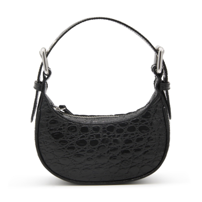 By Far Black Leather Top Handle Bag