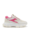 HOGAN BEIGE AND FUCHSIA LEATHER HYPERACTIVE SNEAKERS