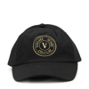 VERSACE JEANS COUTURE BLACK AND YELLOW COTTON BASEBALL CAP
