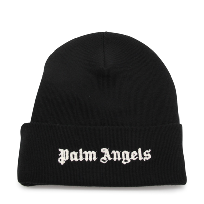 Palm Angels Beanie Hat In Black/white