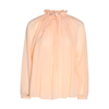 Lanvin Pleated-neckline Silk Blouse In Pink
