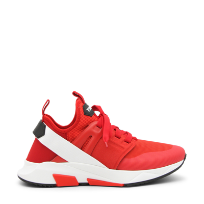 Tom Ford Jago Logo-patch Shell And Mesh Low-top Trainers In Red/other