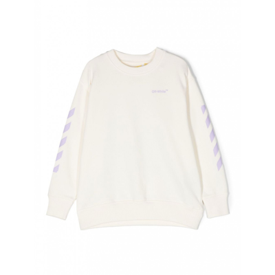 Off-white Kids' Arrows-motif Crew Neck Jumper In White