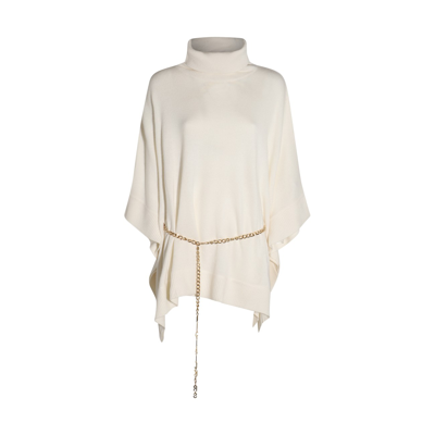 Michael Michael Kors Womens Wool Blend Turtle Neck Poncho Sweater In White