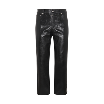 Alexander Mcqueen Black Leather Trousers