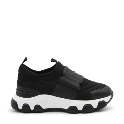 Hogan Hyperactive Slipon Sneakers In Leather And Neoprene In Black