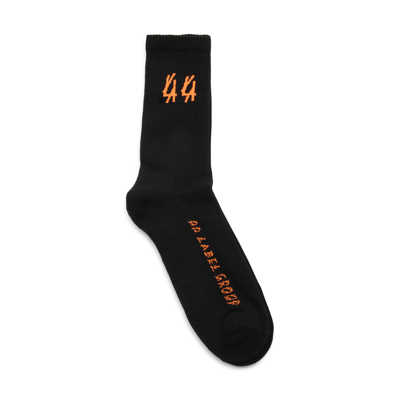 44 Label Group Intarsia-knit Logo Socks In Black