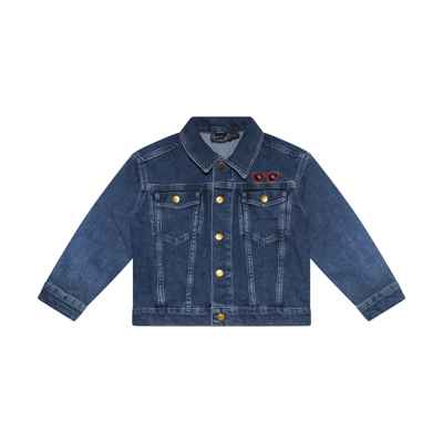 Mini Rodini Kids' Denim Embroidered Jacket In Blue