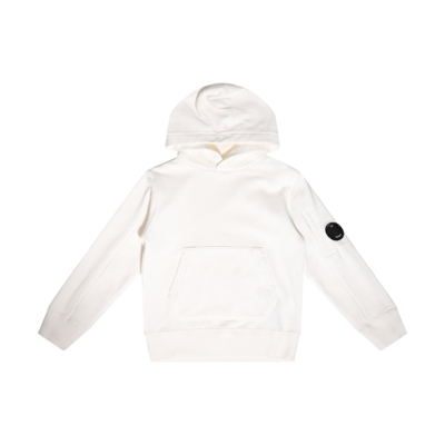 C.p. Company C. P. Company Kids Lens Cotton Jersey Hoodie In White